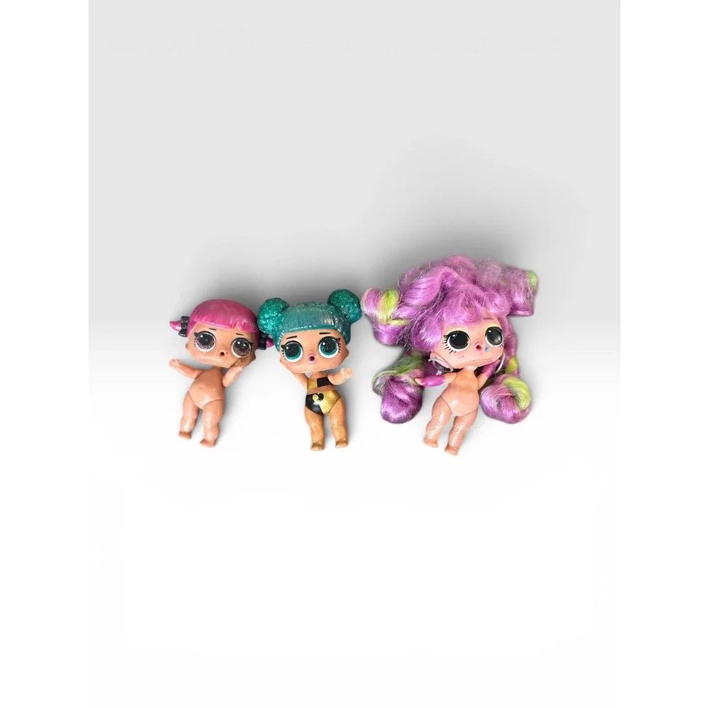 MGA LOL Surprise Doll Lot 3pc Glitter Teal Pink Purple Green Hair Collectibles